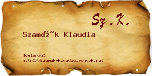 Szamák Klaudia névjegykártya